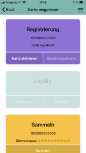 KUBID-APP - Abbildung für Karte registrieren