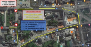 Umleitung wegen Straßensperre für den geplanten Neubau in der Linzer Straße Perg