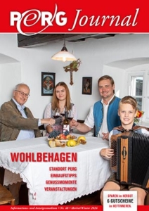 Titelblatt des PERG-Journal Herbst-Winter 2024 mit dem Titel Wohlbehagen in Perg.